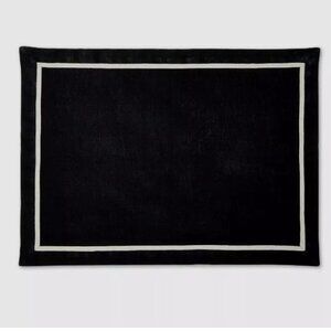 Hotel Collection Navy, Black or Tan, 100% Linen 14x19 Placemat with Border NEW